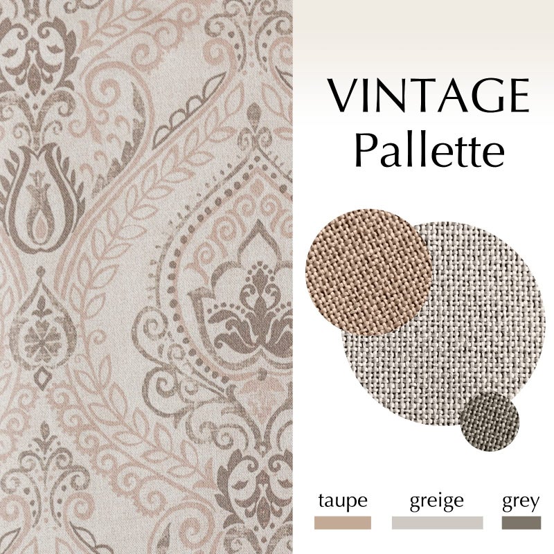 jinchan Linen Textured Curtains for Living Room Darkening 63 Inch Length, Medallion Drapes for Bedroom, Damask Pattern Window Treatments Vintage Curtain Panels, 2 Panels Taupe on Greige - Image 4